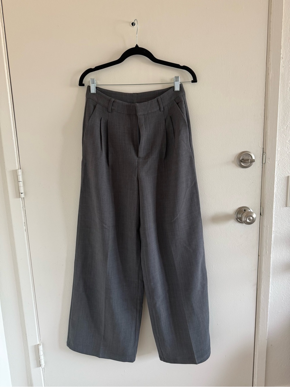 Cider Wide-Leg Pleated Trousers in Charcoal Gray
